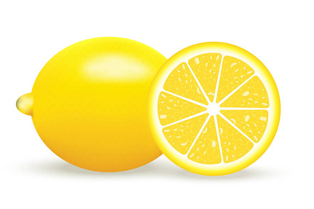 矢量图的孤立的白色背景上的新鲜柠檬
