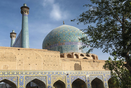 波斯伊斯兰建筑细节的伊玛目清真寺地标在伊斯法罕伊斯法罕伊朗