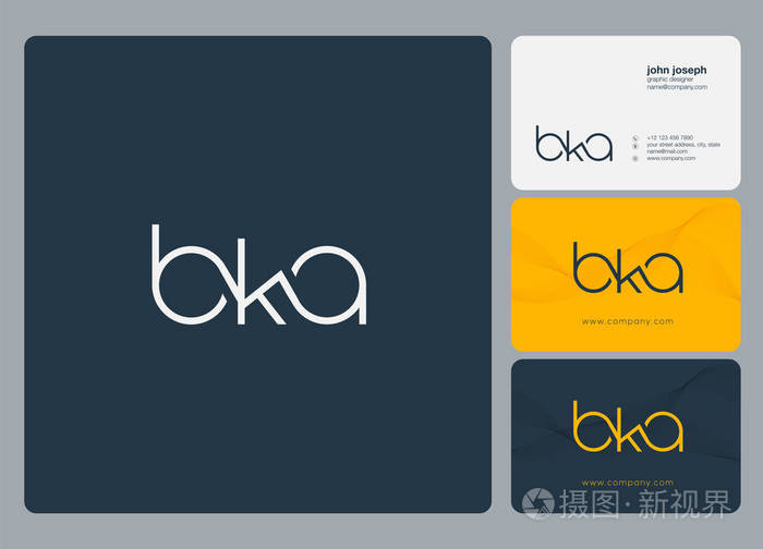 字母徽标 Bka, 名片模板