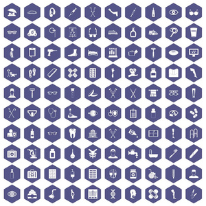100残疾人保健图标六角紫色