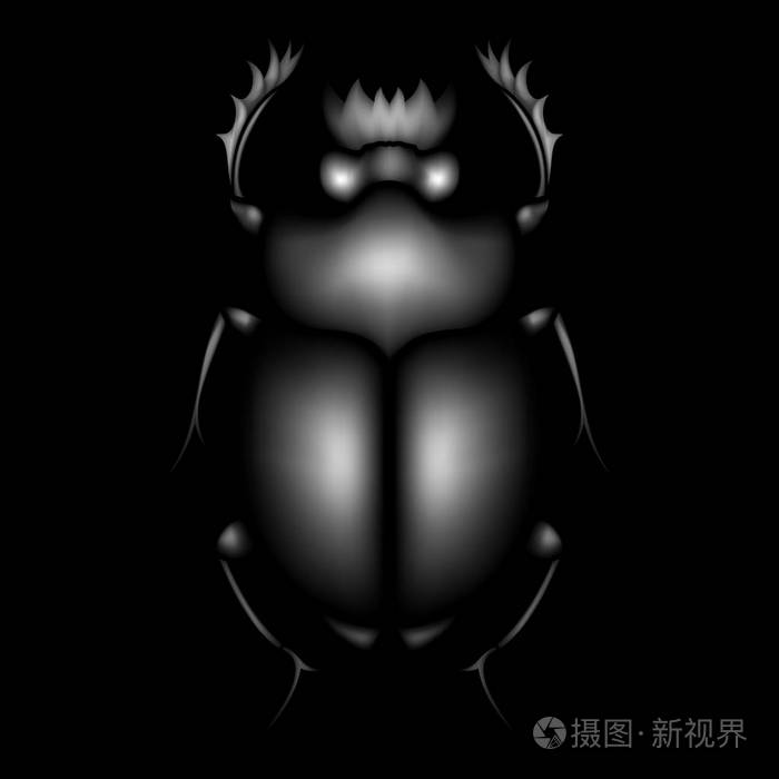 装饰甲虫.古埃及.黑色背景上的孤立插图
