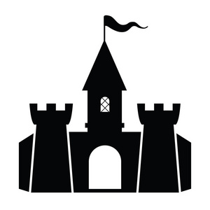 堡垒城堡矢量在白色背景上隔离的矢量堡垒图标.童话城堡黑色符号.