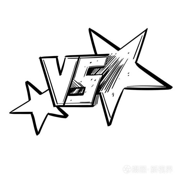 vs对抗的象征在白色背景上隔离的大纲矢量插图