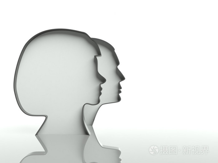 男人和女人头配置文件文本空间 在白色背景上照片 正版商用图片04t0o1 摄图新视界