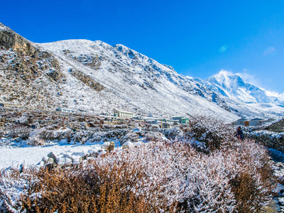 喜马拉雅山的路线到珠穆朗玛峰基地营地的看法