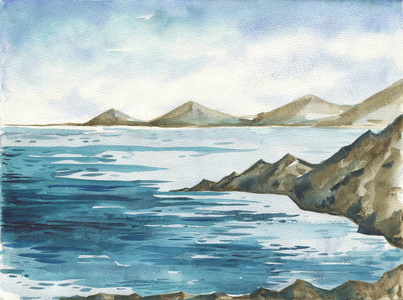 海洋水彩手绘插画照片