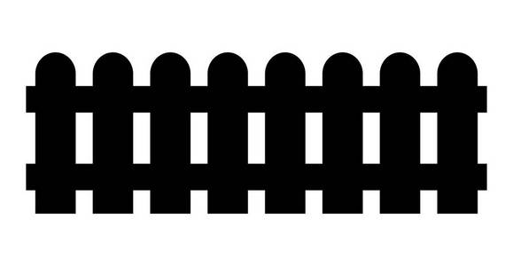 木栅栏。简单的剪影设计被隔绝在白色