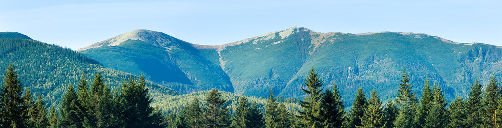 清晨薄雾秋季山风景