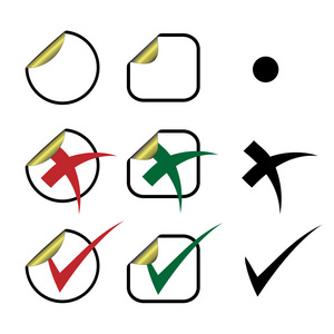 矢量不干胶贴纸检查标记