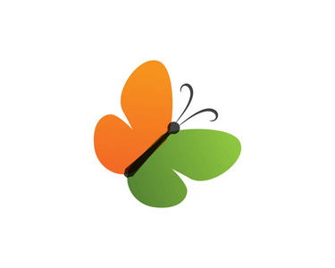 蝴蝶概念简单 彩色图标。徽标。它制作图案矢量