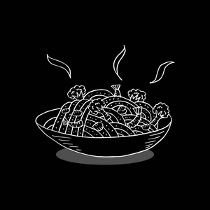 粗略的面条.手绘插图照片