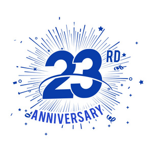 23年蓝色周年纪念标志与烟花照片