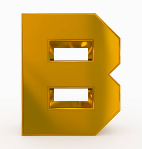 字母 B 3d 立方金色隔离在白色3d 渲染