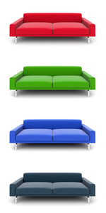 一组的多彩色模型的沙发
