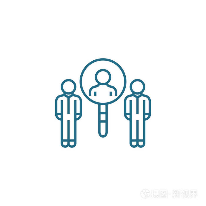 市场部线性图标概念.市场部线向量符号, 符号, 插图