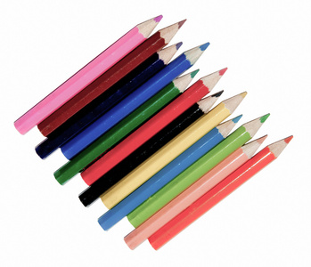 颜色的铅笔在白色背景上孤立