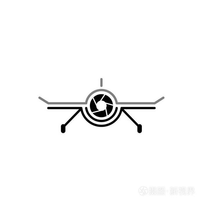 空中无人机凸轮摄影标志设计模板.无人机相机摄影技术徽标矢量图标