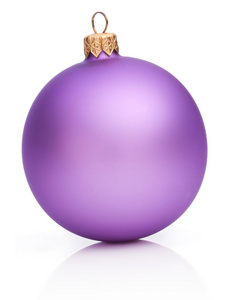 孤立在白色背景上的紫色圣诞球图片