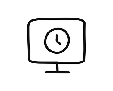 计算机时间图标集设计插图, 手绘风格设计, 为 web 和应用程序设计