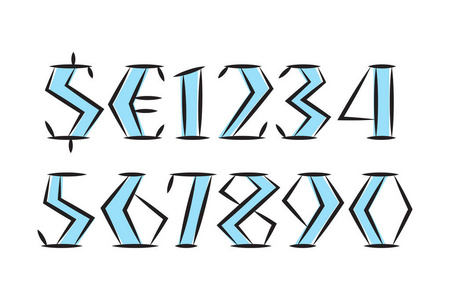 潦草地写手写样式中的美元和欧元符号的潦草数字照片