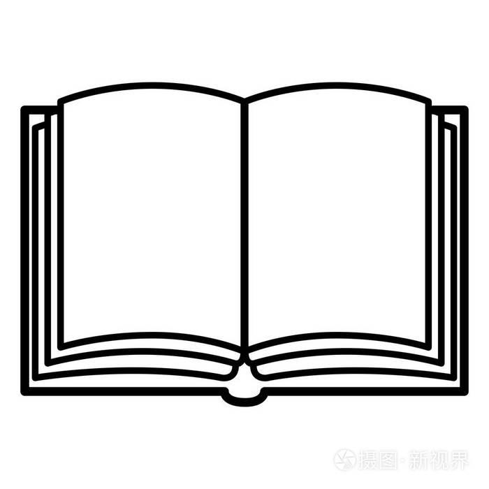 矢量黑色轮廓图标-打开空白书插画-正版商用图片04txyx-摄图新视界