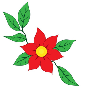 在白色背景上被隔绝的大红色花的小枝的例证