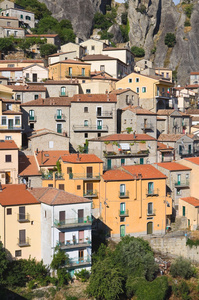 castelmezzano 的全景视图。巴西利卡塔。意大利