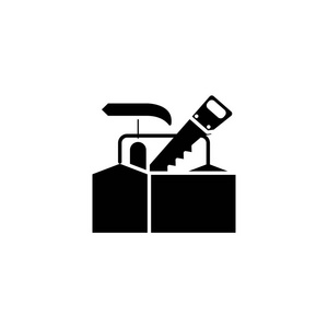 木匠装备黑色图标概念.木工套装平面矢量符号, 符号, 插图插画