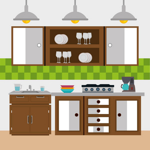 厨房现代场景图标图片