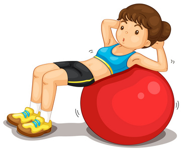 仰卧起坐卡通健身的女孩照片