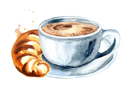 水彩的咖啡拿铁图片