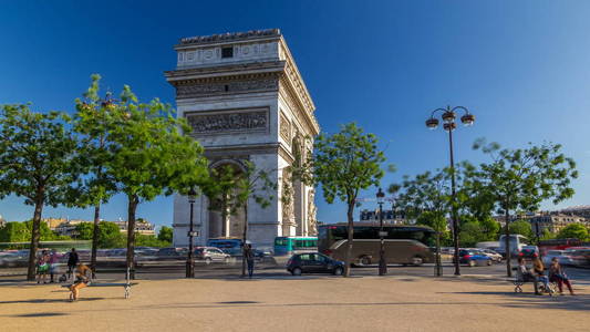 凯旋门 星凯旋门 timelapse hyperlapse 是巴黎最著名的纪念碑之一, 矗立在香榭丽 Elyseees 的西