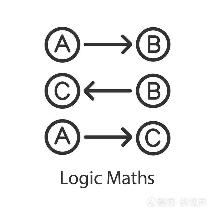 细线插图.逻辑规则.思考过程.轮廓符号.矢量隔离轮廓图