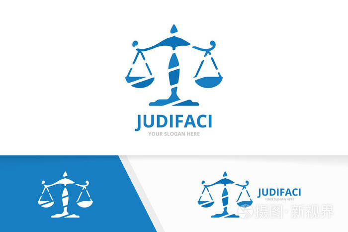 矢量天秤座标志组合.缩放符号或图标.独特的法律标识设计模板