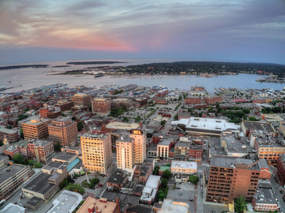 波特兰是缅因州最大的城市鸟瞰图