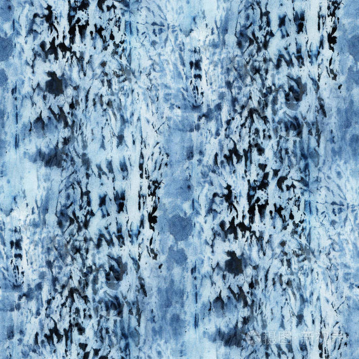 无缝的扎染图案的靛色白色的丝绸.手绘画面料-结节蜡染.shibori 染色