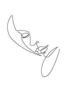 脸部素描女性脸部轮廓线矢量艺术照片