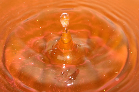 水滴撞击后果汁表面的圆圈和图案