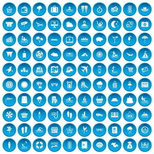100 海滨度假村图标设置蓝色