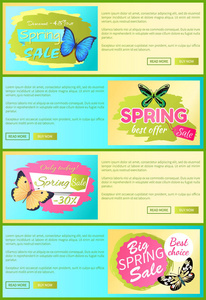 销售春季折扣标签在线海报蝴蝶