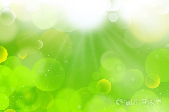 绿色的泡泡背景与阳光 flarium