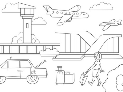 机场孩子图片-机场孩子素材-机场孩子插画-摄图新视界