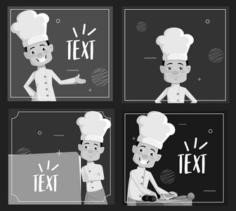 卡通厨师模板平面矢量插画设计