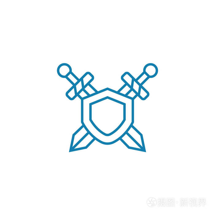 安全措施线性图标概念.安全措施线向量符号, 符号, 插图