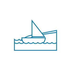 帆船游艇线形图标概念。帆船游艇线矢量符号, 符号, 插图