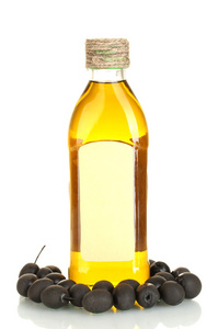 橄榄油瓶上白色隔离
