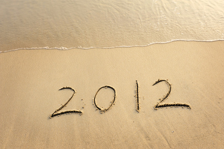 2012 新的一年在沙滩上的消息