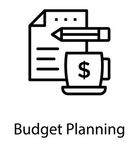 一张纸与一杯美元和铅笔, 预算计划概念