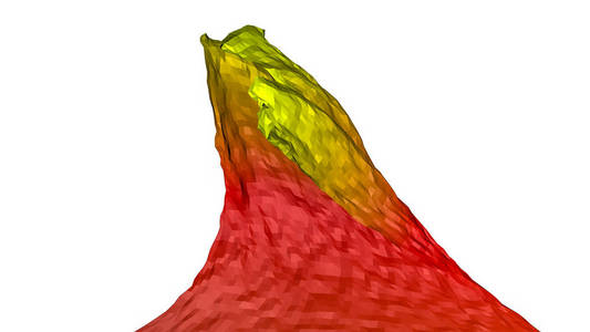 红色橙色抽象图。低聚模型。3d 渲染