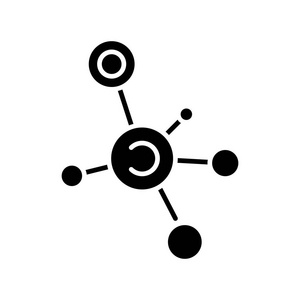 分子分析黑图标概念。分子分析平面向量符号, 符号, 插图